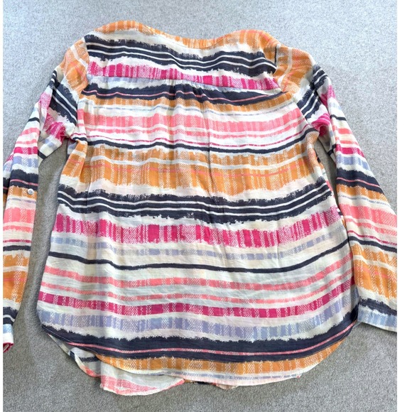 Zac & Rachel Blouse Womens XL Multi Color Striped Long Sleeve Button Up Top Boho - Picture 9 of 9
